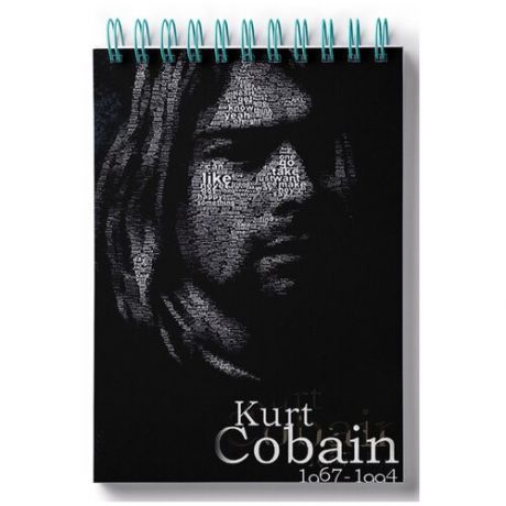 Блокнот для записей, листы в клетку Kurt Cobain. Курт Кобэйн
