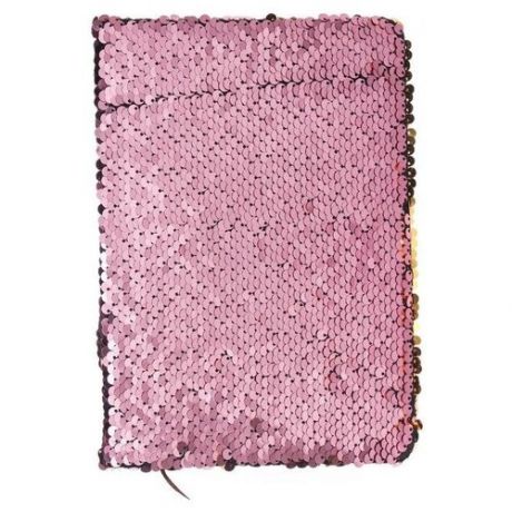 Записная книжка подарочная формат А5, 80 листов, линия, Пайетки двухцветные розово-золотистые