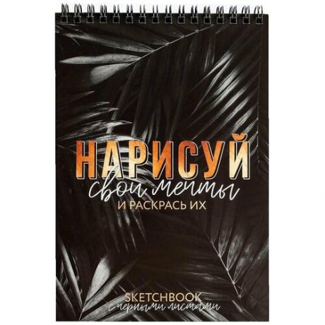 ArtFox Ежедневник, блокнот, записная книжка, скетчбук "НАРИСУЙ свои мечты" с черными листами, А5, 40 л