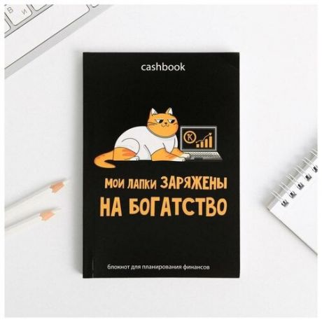 Умный блокнот CashBook А6, 68 листов «Кот трудоголик»