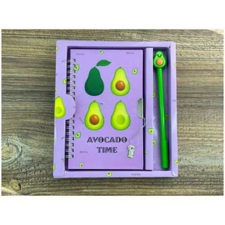 Блокнот / Блокноты для девочек / Блокнот с замком + ручка Авокадо, светло-зеленый