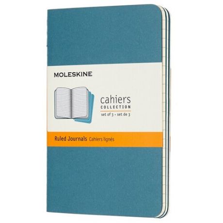 Блокнот Moleskine Cahier Journal Pocket, в линейку, 32 листа, голубой, 3 шт