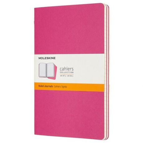 Набор 3 блокнота Moleskine Cahier Journal Large, 80 стр розовый неон, в линейку