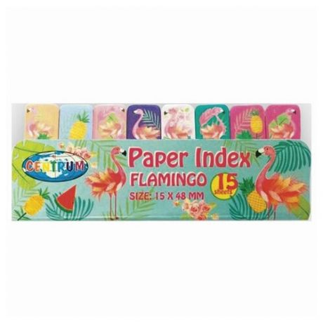 Закладки клейкие CENTRUM "Flamingo" бумажные, 50x15 мм, 8 цветов х 15 листов, 80453