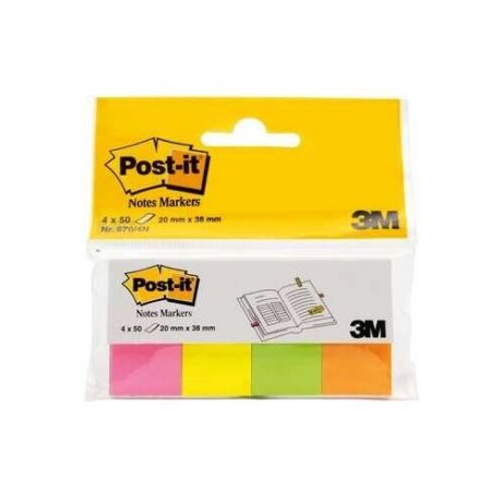 Post-it Закладки, 20 мм, 4 цвета, 50 штук (670-4N) разноцветный
