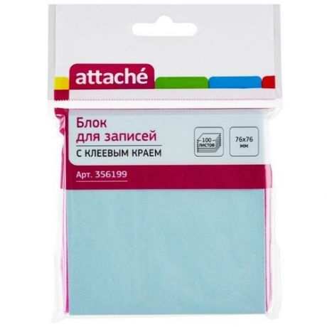 Стикеры Attache 76x76 мм голубые пастельные 100 листов в упаковке, 356199
