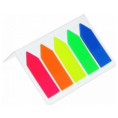 Блок-закладка с липким краем пластик "Стрелки", 24 листа х 5 цветов, флуоресцентных, 12 х 43 мм, в блистере CALLIGRATA