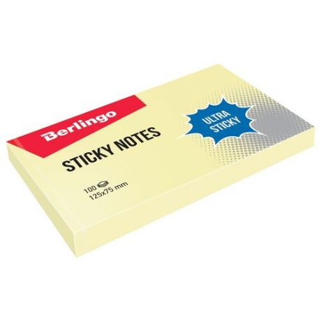 Berlingo Набор блоков самоклеящихся Ultra Sticky, 125х75 мм, 100 л, 12 шт желтый