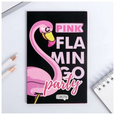 Фигурные стикеры в открытке "Фламинго