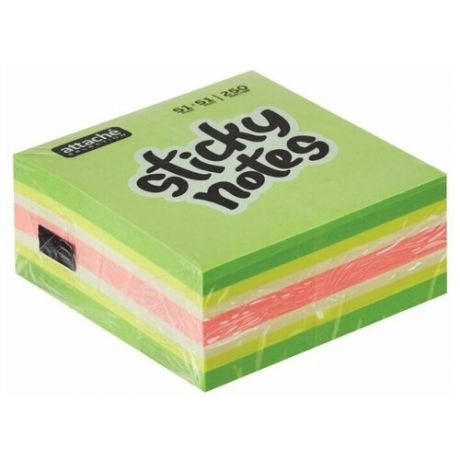 Attache SELECTION Блок-кубик 250 листов, 51х51 мм, 4 цвета (383724) зеленый/розовый