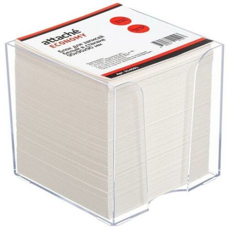 Блок-кубик для записей Attache "Эконом", 90x90x90мм, белый, прозрачный бокс