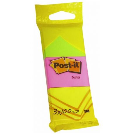 Стикеры Post-it 38x51 мм 3 цвета неоновые 3 блока по 100 листов в упаковке, 85460