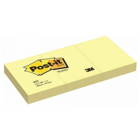Стикеры Post-it 38x51 мм желтые пастельные 3 блока по 100 листов в упаковке, 7916
