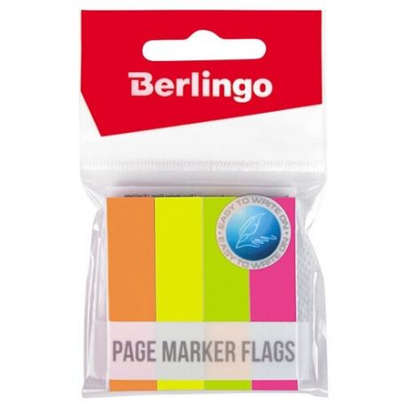 Berlingo Флажки-закладки 12х50 мм, 100 л х 4 неоновых цвета (LSz_50124) ассорти