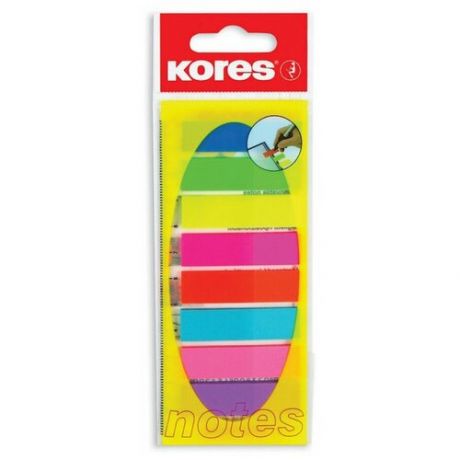Клейкие закладки Kores Film пластиковые 8 цветов по 25 листов 12х45 мм на линейке, 83855