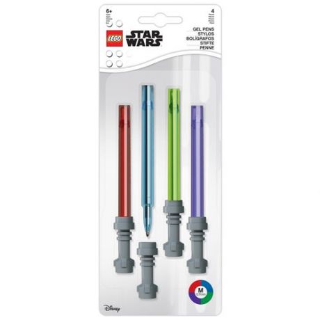 52875 Набор гелевы/ ручек LEGO Star Wars (Звёздные Войны) - Lightsaber (4 шт., цвет: красный, синий, зеленый, фиолетовый)