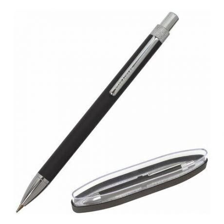 Ручка подарочная шариковая BRAUBERG "Allegro", синяя, корпус черный с хромированными деталями, линия письма 0,5 мм, 143491