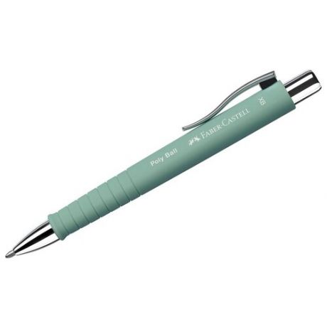 Ручка шариковая автоматическая Faber-Castell "Poly Ball XB" синяя, 1,4мм, софт-тач, трехгран мятно-зеленый корпус