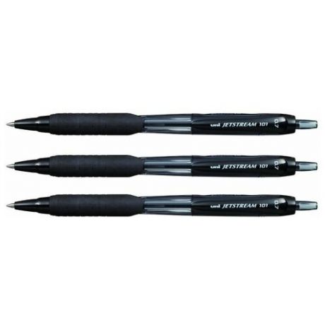 Шар.автомат. ручка Jetstream SXN-101-07, черный, 0.7 мм. 3 шт.