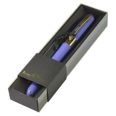 Ручка в футляре "MONACO" шариковая 0.5 ММ, синяя (лиловый корпус, черная коробка)