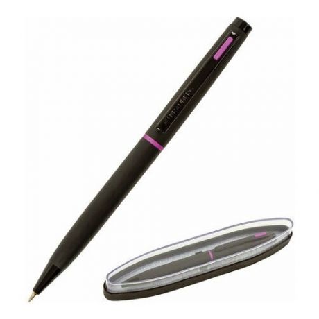 Ручка подарочная шариковая BRAUBERG "Tono", синяя, корпус черный, синие детали, линия письма 0,5 мм, 143489