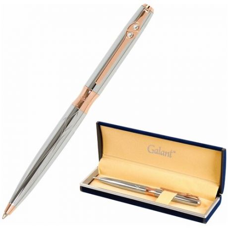Ручка подарочная шариковая GALANT «NUANCE SILVER», корпус серебристый, детали розовое золото, узел 0,7 мм, синяя, 143520