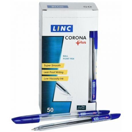 Linc набор шариковых ручек Corona+ 0,7мм, синий 3002N/blue 50 штук