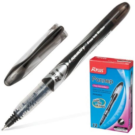 Ручка-роллер BEIFA (Бэйфа) "A Plus", черная, корпус с печатью, узел 0,5 мм, линия письма 0,33 мм, RX302602-BK