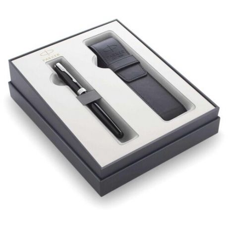Набор Parker "Sonnet Black CT": ручка перьевая 1,0мм и чехол из экокожи, подарочная упаковка