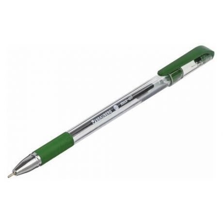 BRAUBERG Ручка шариковая масляная с грипом BRAUBERG "Max-Oil", зеленая, игольчатый узел 0,7 мм, линия письма 0,35 мм, 142144