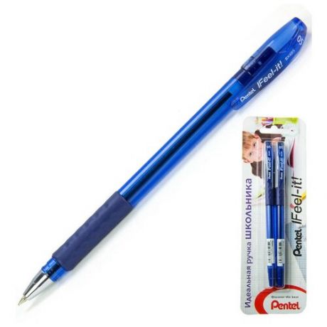 Ручка шариковая Pentel Feel it! 0,5мм, синий, 2шт. блистер