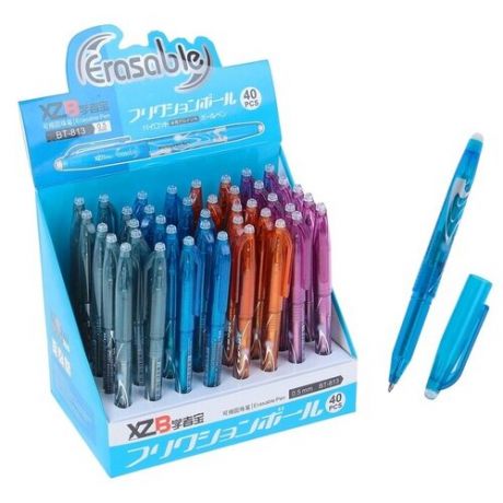 Ручка шариковая со стираемыми чернилами, линия 0,5 мм, стержень синий, корпус микс (штрихкод на штуке)