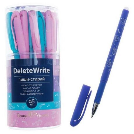 Ручка гелевая со стираемыми чернилами DeleteWrite Art «Единороги», 0.5 мм, синие чернила, матовый корпус Silk Touch, микс