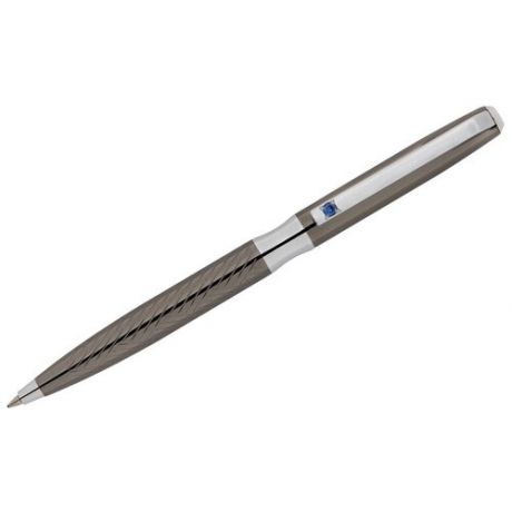 Ручка шариковая Delucci «Taglia» синяя, 1.0мм, корпус оружейный металл/серебро, с кристалл, подар. уп