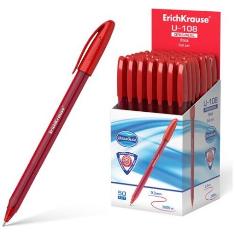 Ручка шариковая Erich Krause U-108 Original Stick 1.0, Ultra Glide Technology, чер/красные 4, 50 шт.