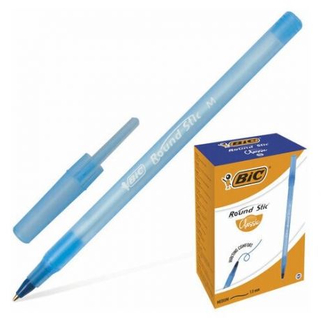 BIC Ручка шариковая bic round stic , синяя, корпус голубой, узел 1 мм, линия письма 0,32 мм, 921403, 60 шт.