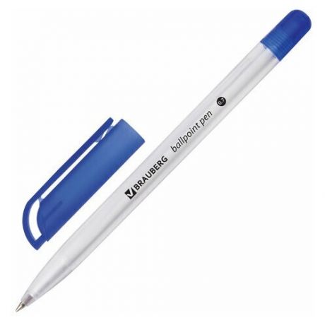 Ручка шариковая масляная BRAUBERG Olive Pen, синяя, корпус прозрачный, 0,7мм, линия 0,5мм, 141476