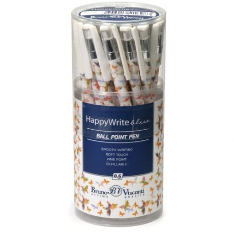 Ручка "HappyWrite. Бабочки" шариковая 0.5 ММ, синяя, 24 штуки.