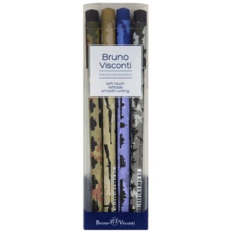 Набор BrunoVisconti, из 4-х шариковая ручек, 0.5 мм, синий, HappyWrite, Арт. 20-0215-4/4