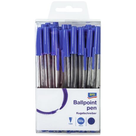 ARO Набор шариковых ручек Ballpoint pen 1 мм, 513208, синий цвет чернил, 50 шт.