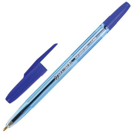 Ручка шариковая BRAUBERG "Carina Blue", синяя, корпус тонированный синий, узел 1 мм, линия письма 0,5 мм, 141669