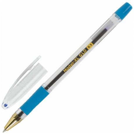Ручка шариковая масляная с грипом BRAUBERG "Model-XL GLD", синяя, узел 0,5 мм, линия письма 0,25 мм, 143245
