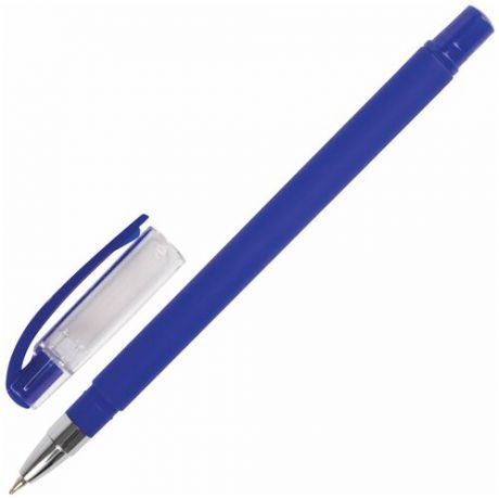 Ручка шариковая масляная BRAUBERG "Matt", синяя, корпус синий, узел 0,7 мм, линия письма 0,35 мм, 142486, 142486