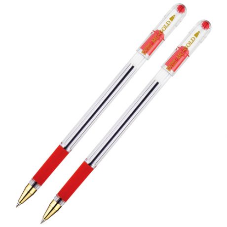 Ручка шариковая MunHwa "MC Gold" красная, 0,5мм, грип (2 штуки)
