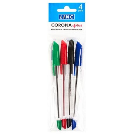 Linc Набор шариковых ручек Corona Plus 4 цвета, 0.7 мм, 4 шт.