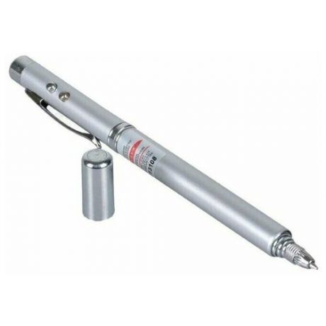 Ручка-фонарик с лазером (цвет серебристый)
