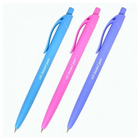 Ручка шариковая масляная автоматическая BRAUBERG "FRUITY Pastel", синяя, корпус soft-touch, узел 0,7 мм, линия письма 0,35 мм, 142959, OBPR323, 142959