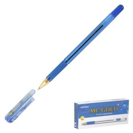 Ручка шариковая MunHwa MC Gold, резиновый грип, чернила синие, узел 1.0 мм