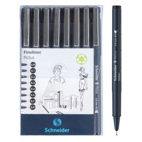 Schneider Набор капиллярных ручек Schneider Pictus, 8 штук, черные