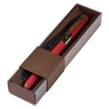 Ручка в футляре "MONACO" шариковая 0.5 ММ, синяя (красный корпус, коричневая коробка)